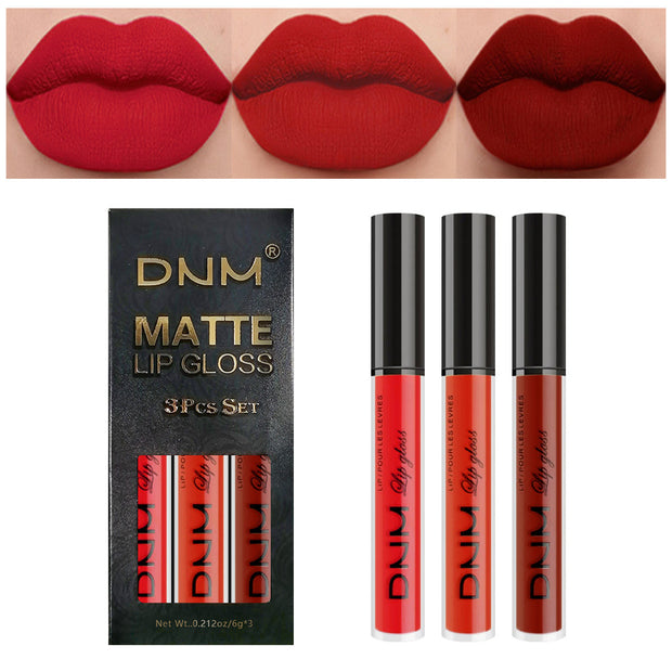 Matte Finish Velvet No Stain On Cup 3 PCs Suit Lip Gloss Liquid Lipstick