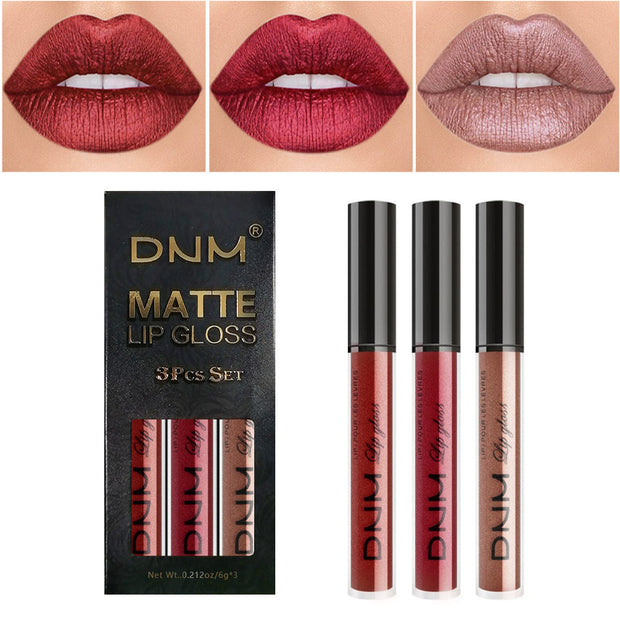 Matte Finish Velvet No Stain On Cup 3 PCs Suit Lip Gloss Liquid Lipstick