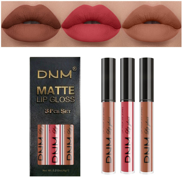 Matte Finish Velvet No Stain On Cup 3 PCs Suit Lip Gloss Liquid Lipstick
