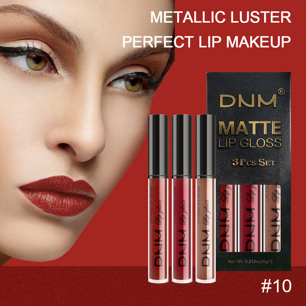 Matte Finish Velvet No Stain On Cup 3 PCs Suit Lip Gloss Liquid Lipstick