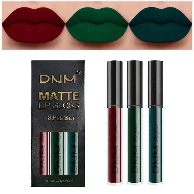 Matte Finish Velvet No Stain On Cup 3 PCs Suit Lip Gloss Liquid Lipstick