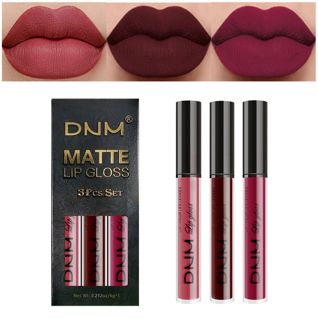 Matte Finish Velvet No Stain On Cup 3 PCs Suit Lip Gloss Liquid Lipstick