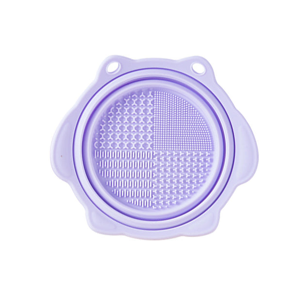 Multi-functional Silicone Makeup Brush Cleaning Folding Bowl Sponge Puff Beauty Tool Makeup Brush  Washing Scrubber Pad Soft Mat Scrubber Box